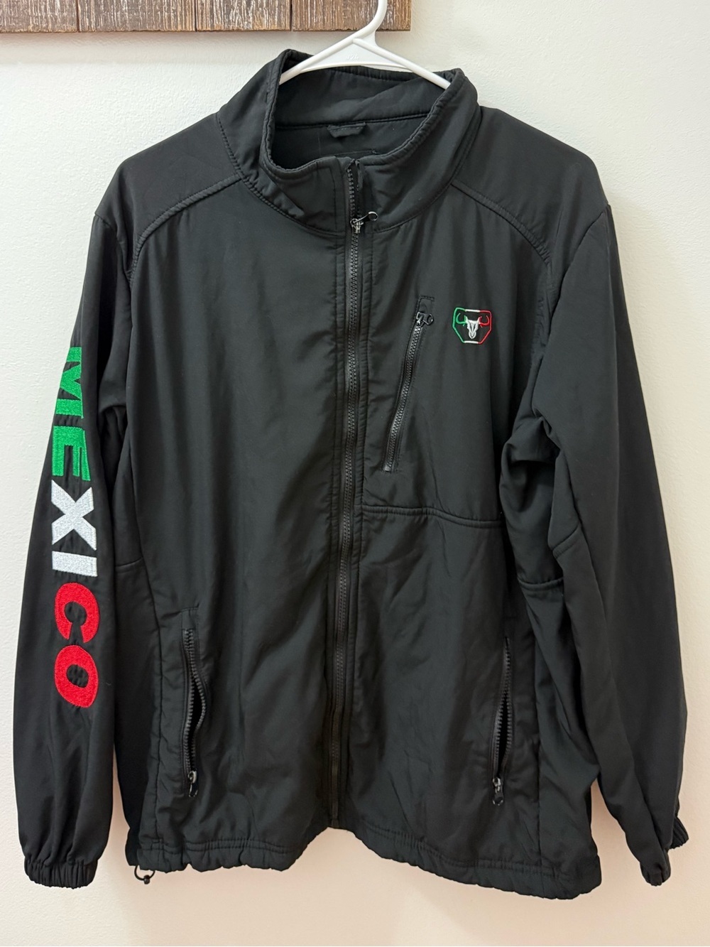 Platini Black Softshell WaterResistant Jacket Mexico Embroidery Men's Size large